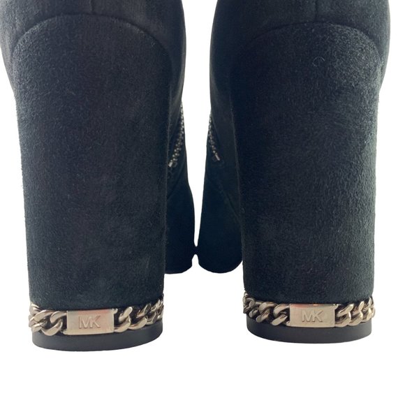 MICHAEL Michael Kors Dolores Suede Block Heel Chain Accent Bootie - Picture 3 of 12